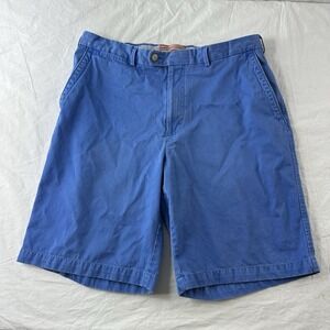 PETER MILLAR Men's 9" Blue Twill Pima Cotton Flat Front Chino Shorts Sz 34 Golf